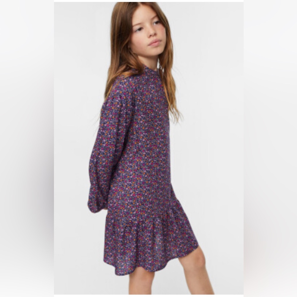 Mango Kids Floral Dress - Purple and Pink
